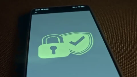 Security Shield with Checkmark and padlock, presentation Video stock 309558731