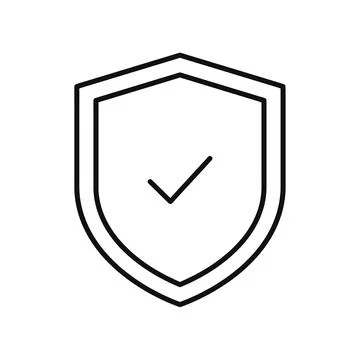 Security Shield Checkmark Icon Line Art 3D Render Stock Illustration