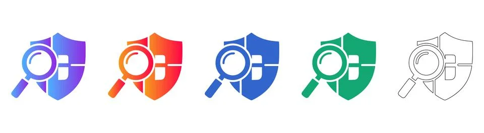 Security Shield with Checkmark Icon Set Stock Illustration