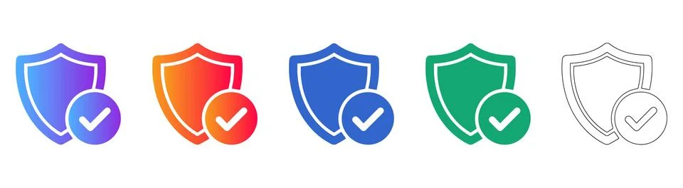 Security Shield with Checkmark Icons for Protection 스톡 일러스트