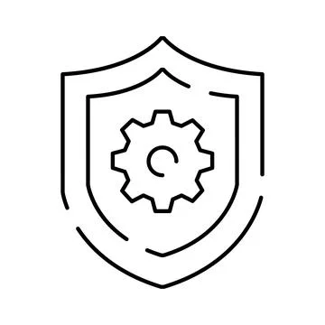 Security shield with cogwheel protecting system settings Illustrazione stock