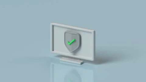 Security Shield on Computer Screen 3D Render Animation Stock-Footage 347110869