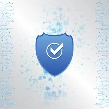 Security shield concept. Abstract high tech circuit board.  Internet security Stock Illustration