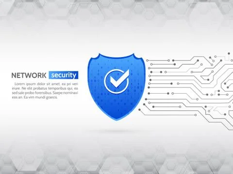 Security shield concept. Internet security. Abstract high tech circuit board. Stock Illustration