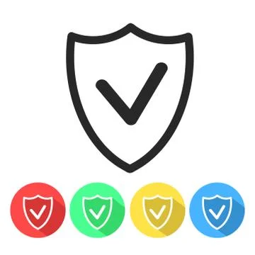 Security shield confirmation check line icon for apps and websites Stock Illustration