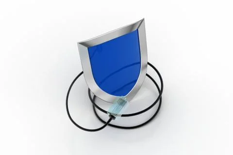 Security shield connected with cord wire Free Stock Illustration