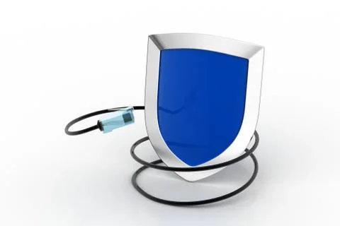 Security shield connected with cord wire Free Stock Illustration