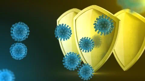Security shield, corona virus protection concept. Coronavirus Sars-Cov-2 barrier Stock Illustration