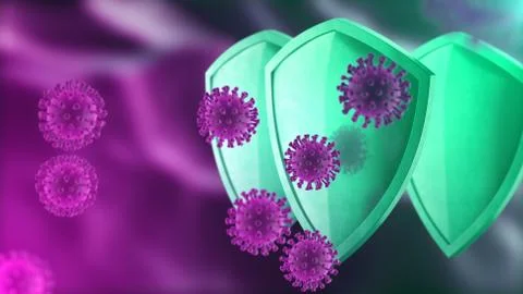 Security shield, corona virus protection concept. Coronavirus Sars-Cov-2 barrier Stock Illustration