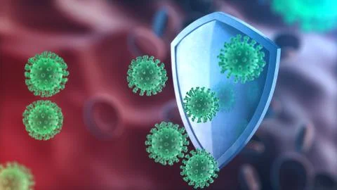Security shield, corona virus protection concept. Coronavirus Sars-Cov-2 barrier Ilustração Stock