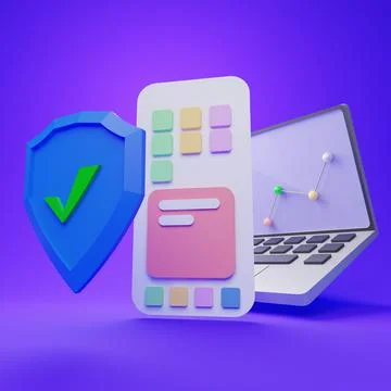 A security shield cyber security concept. 3d render illustration イラスト素材