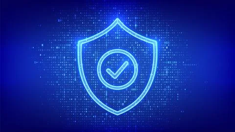 Security shield. Cyber security. Protection shield with Check mark icon mad.. Stock Illustration