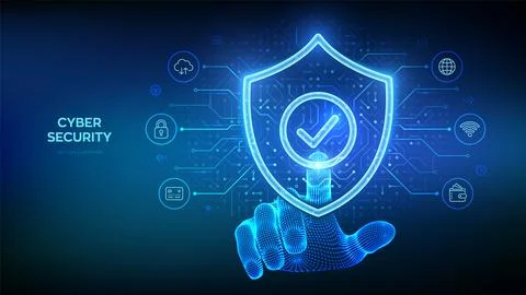 Security shield. Cyber security. Protection shield with Check mark icon. Cy.. Stock Illustration