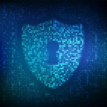 Security shield. Cyber security. Shield With Keyhole icon made with binary co 스톡 일러스트