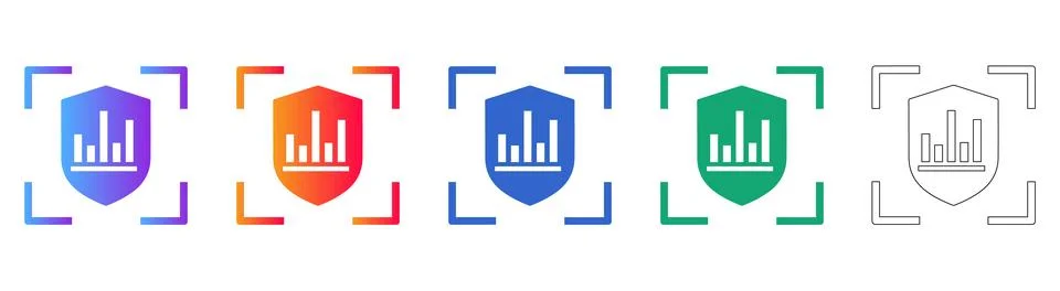 Security Shield Data Chart Icons Stock Illustration