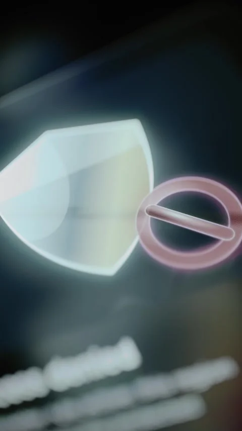 Security shield displays denied access status Stock Footage 346031427