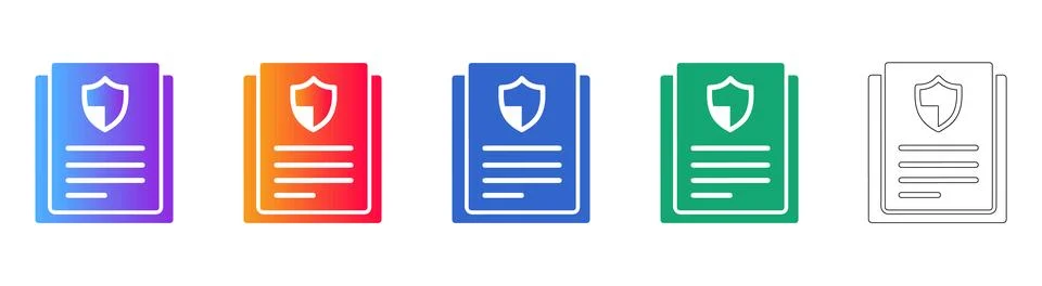 Security Shield Document Protection Icons Illustrazione stock