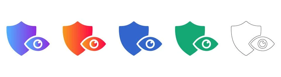 Security Shield Eye Surveillance Icon Stock Illustration