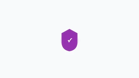 Security Shield flat design icon in purple color Stock Footage 342621639