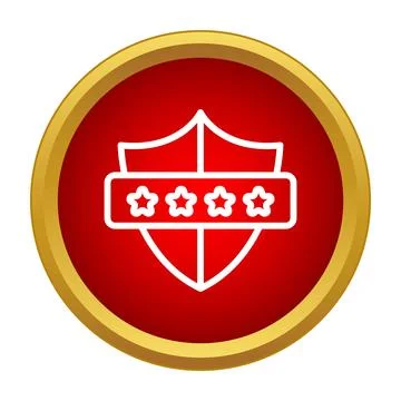 Security shield with four stars rating icon button Stock Illustration