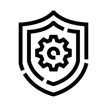 Security shield with gear icon line art イラスト素材