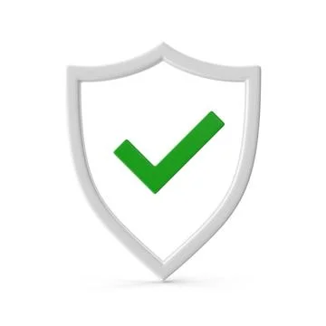 Security Shield with Green Checkmark Icon Stock Illustration