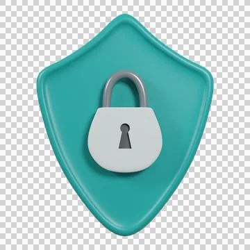 Security shield icon. 3D Rendering. Stock Illustration