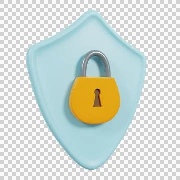 Security shield icon. 3D Rendering. Stock Illustration