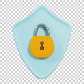 Security shield icon. 3D Rendering. Stock Illustration