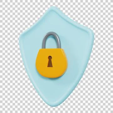 Security shield icon. 3D Rendering. Stock Illustration