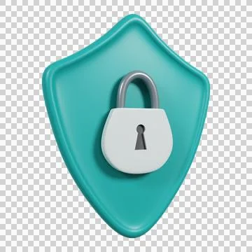 Security shield icon. 3D Rendering. Stock Illustration
