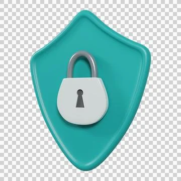 Security shield icon. 3D Rendering Stock Illustration