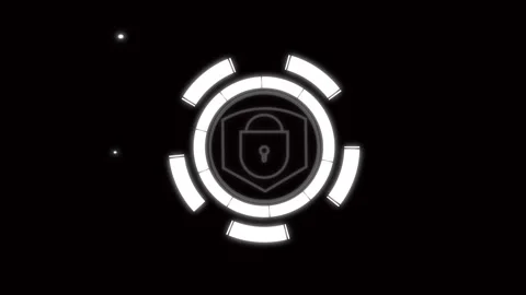 Security shield icon animation with hud elements. White security shield ico.. Stock Footage 337131383