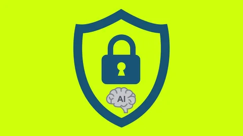 Security Shield Icon with Artificial Intelligence Brain and Padlock Animati.. Stock Footage 346981679