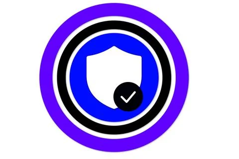 Security shield icon with checkmark on a white background. Stock Illustration