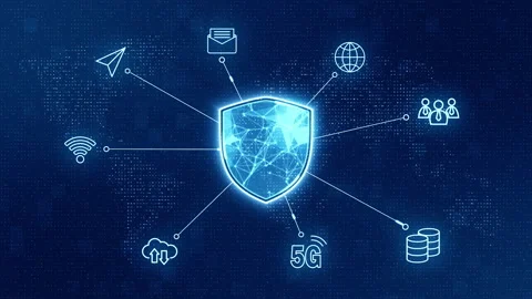Security shield with icon connection and data transfer technology background Stock-Footage 154265928