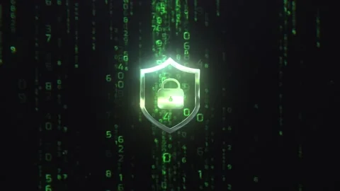 Security shield icon Digital Hacker Program Coding  Futuristic Hacking Codes Stock Footage 291169504