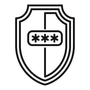 Security shield icon outline vector. Code lock Illustrazione stock