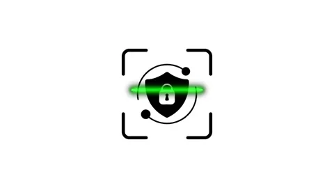 Security shield icon with padlock and scanning animation showing data prote.. Stock Footage 346498669