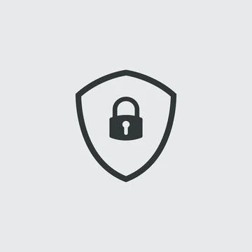 Security shield icon with padlock. safety protection sign. antivirus safety Stock Illustration