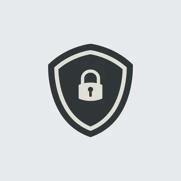 Security shield icon with padlock. safety protection sign. antivirus safety Stock Illustration