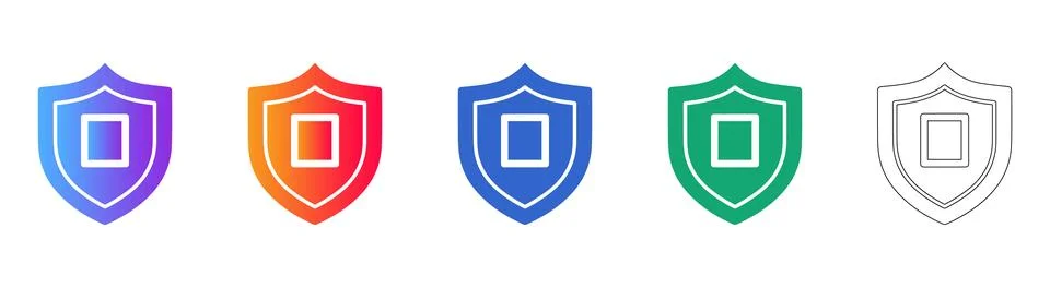 Security Shield Icon Set for Data Protection Illustrazione stock