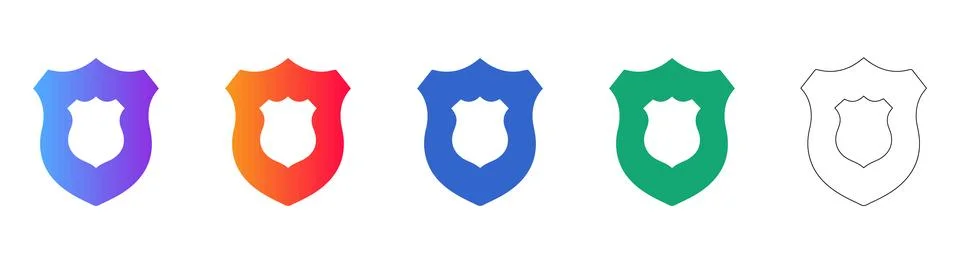 Security Shield Icon Set: Gradient, Solid, and Outline Styles Stock Illustration