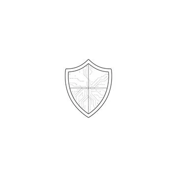 Security shield icon with stylized s for data protection and scan Stock Illustration
