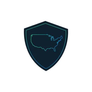 Security Shield Icon with USA contour map in trendy flat style. Country secur Illustrazione stock