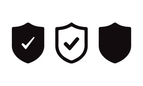Security Shield Icons with Check Mark. Stock Illustration