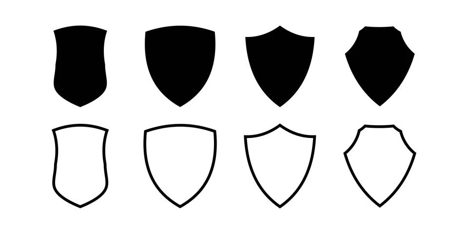 Security Shield Icons with Check Mark. Trusted Protection Stock Illustration
