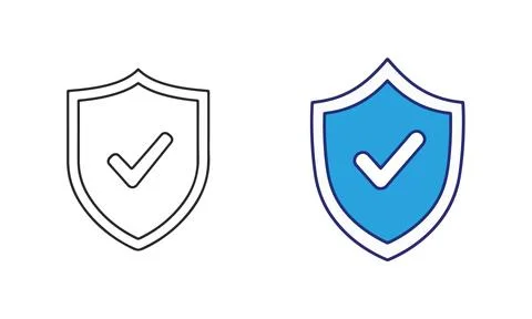 Security shield icons with checkmark safety and protection concept images Stock Illustration