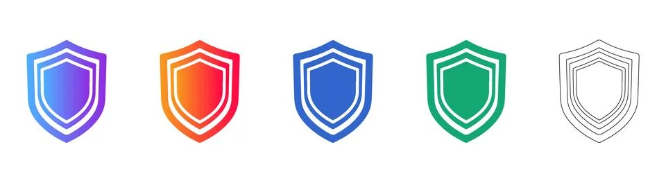 Security Shield Icons Set Stock Illustration