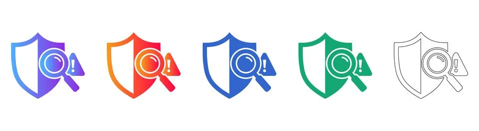 Security Shield Inspection Icon Set Ilustración de archivo